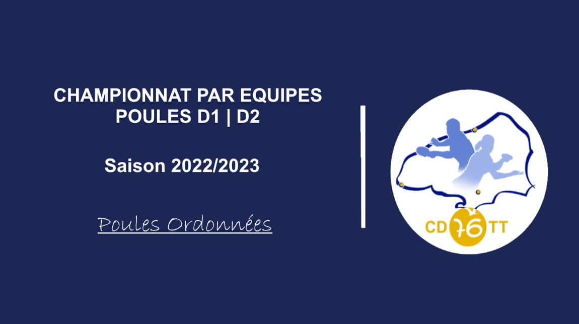 Poules D1 D2 ORDONNEES 1ère phase championnat par équipes saison