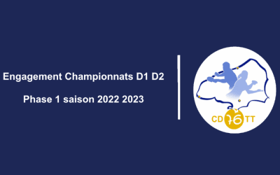 ENGAGEMENT CHAMPIONNAT D1 D2 – PHASE 1 SAISON 2022/2023