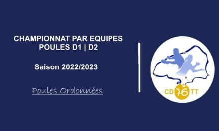 Poules D1 D2 ORDONNEES – 1ère phase – championnat par équipes – saison 2022 2023