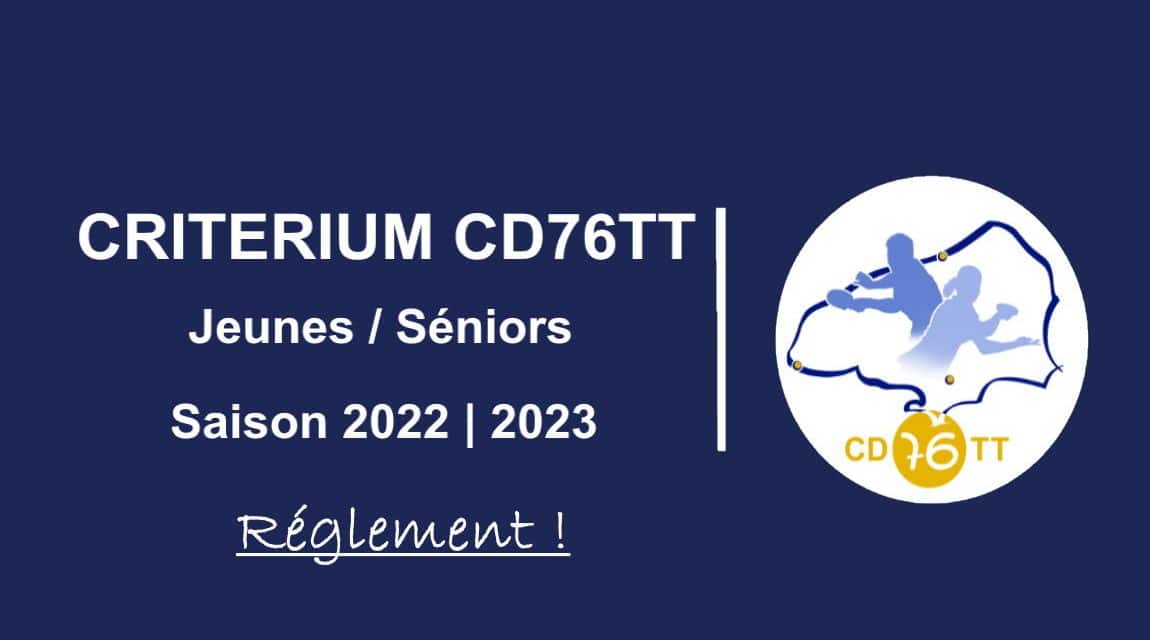 Règlement du Critérium de Seine-Maritime pour cette saison 2022 2023