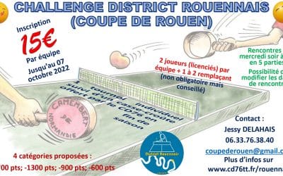 Coupe de Rouen : Tournoi de clôture le 17 Mai à 19 H 00 (Franqueville-Saint-Pierre)