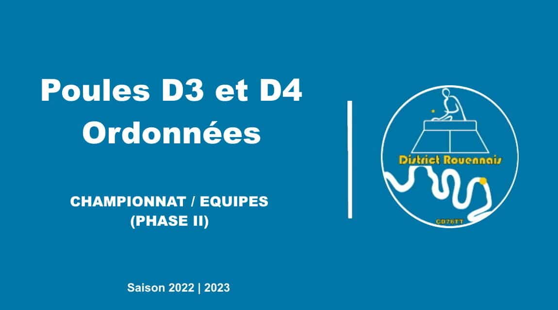 Poules D3 et D4 ordonnées district rouennais