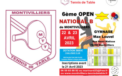 Tournoi – 6 ème Open National B – Montivilliers 22 et 23 Avril