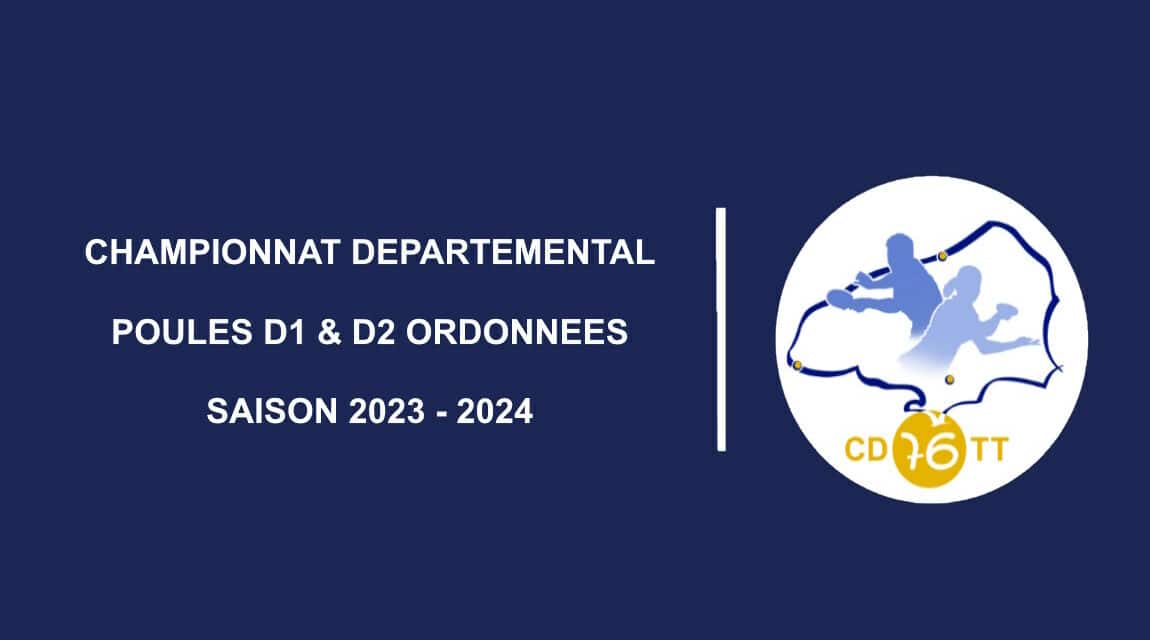 Les poules de D1 D2 ORDONNEES – 1ère phase du championnat par équipes CD76TT saison 2023 2024