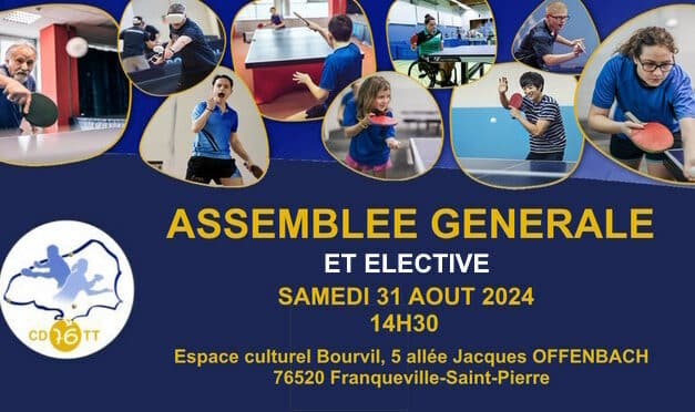 Invitation à l’Assemblée Générale du CD76TT – Élections et Bilan Olympiade 2020-2024