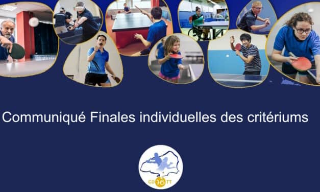 Communiqué Finales Individuelles des Critériums